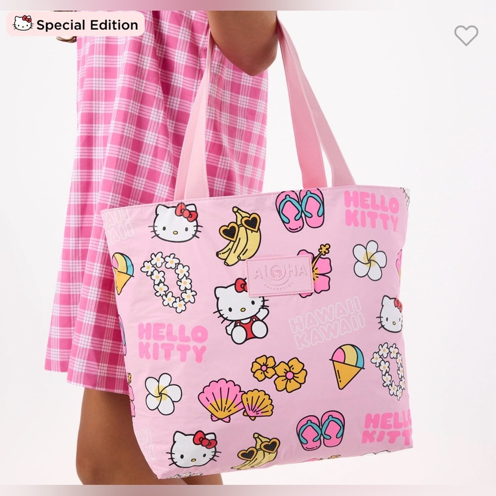 Hello Kitty Pink Tote Bag Hawaii Icons Day Tripper Travel Carry-On NWT - Picture 4 of 9